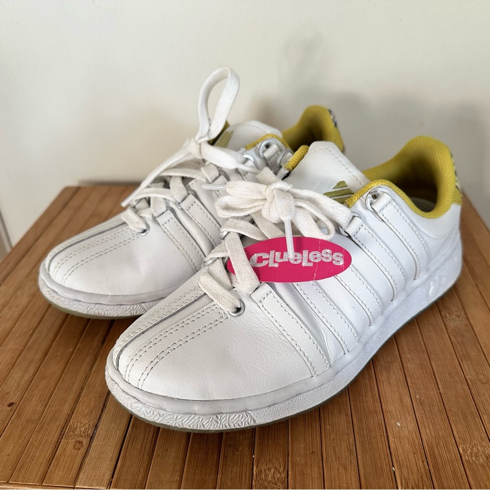 Clueless K-Swiss White Yellow Plaid Tennis Shoe Sneakers 7